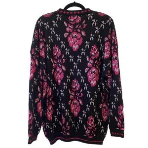 Vintage Y2K 80 Bentley Sweater Lurex Black Pink Silver